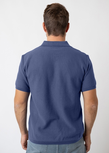 Poloshirt "Edelweiß Strick" - blaugrau